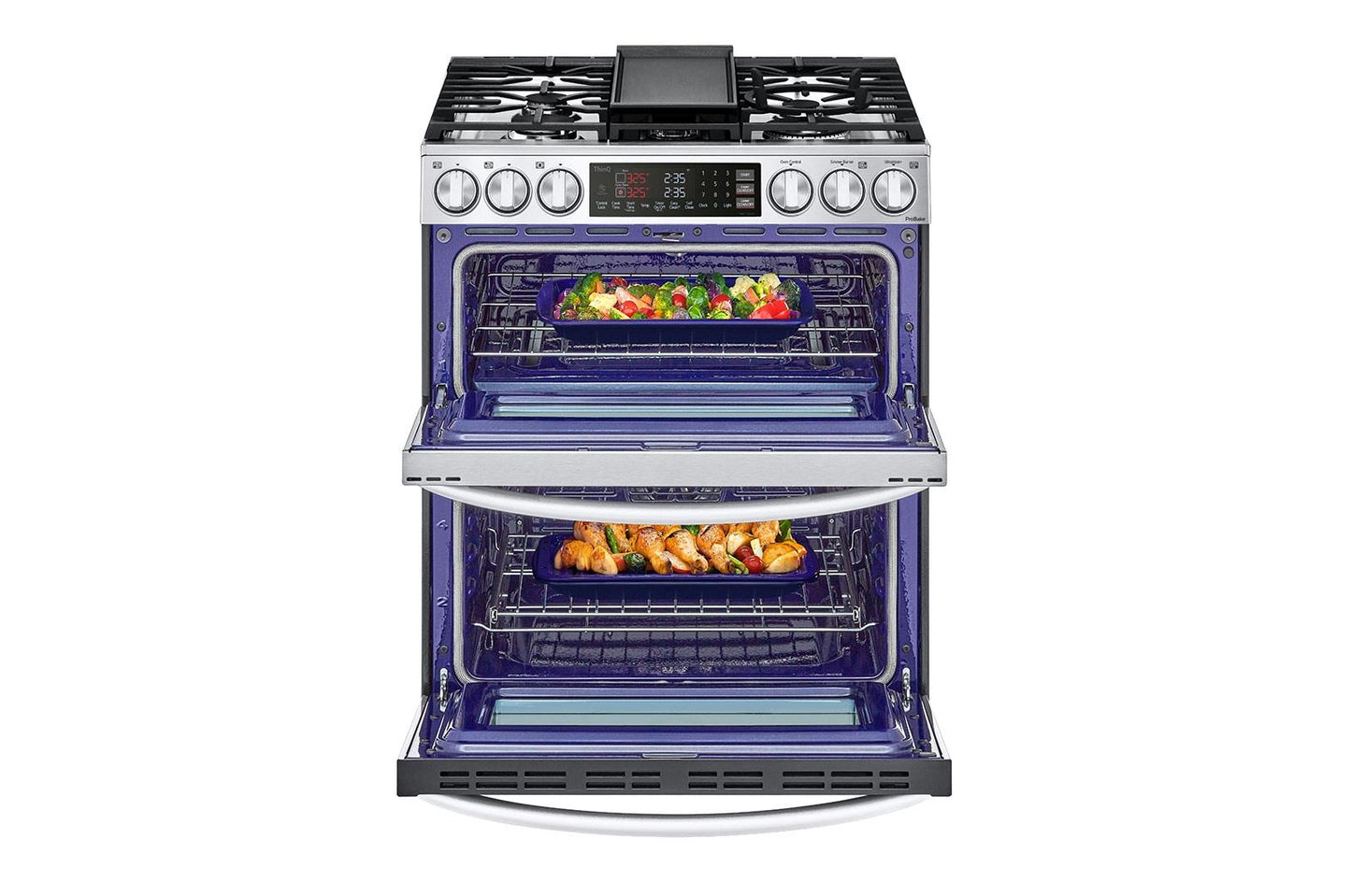 Lg LTGL6937F 6.9 Cu. Ft. Smart Instaview® Gas Double Oven Slide-In Range With Probake® Convection, Air Fry, And Air Sous Vide