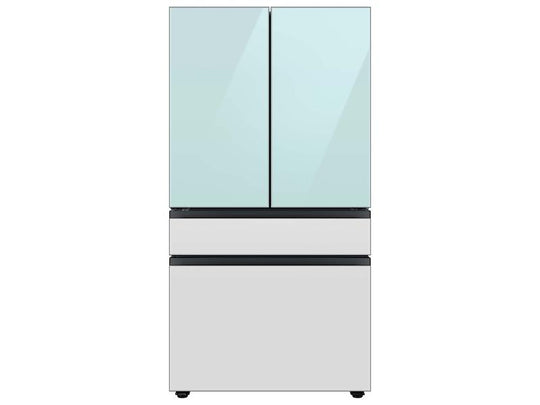 Samsung RF29BB86004M Bespoke 4-Door French Door Refrigerator (29 Cu. Ft.) With Beverage Center™ In Morning Blue Glass Top Panels And White Glass Middle And Bottom Panels
