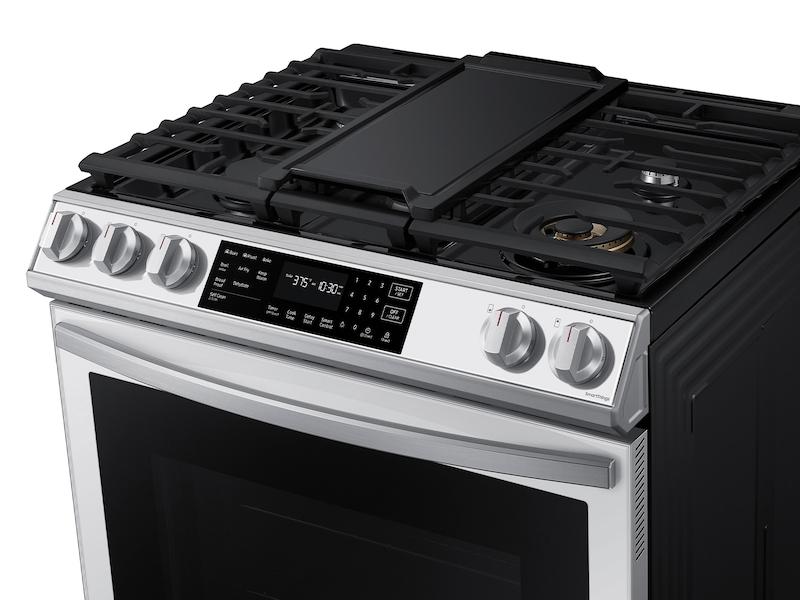 Samsung NX60BB851112 Bespoke 6.0 Cu. Ft. Smart Front Control Slide-In Gas Range With Air Fry & Wi-Fi In White Glass