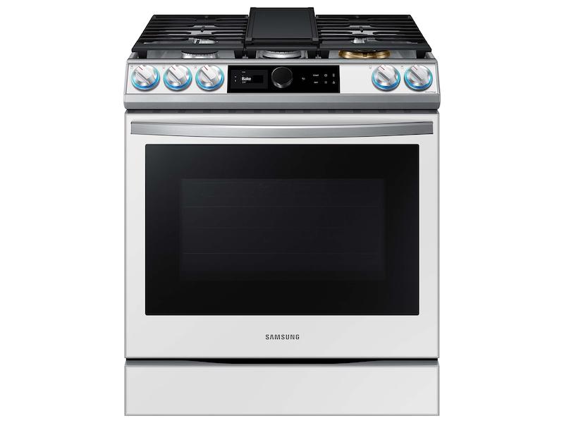 Samsung NX60BB871112 Bespoke Smart Slide-In Gas Range 6.0 Cu. Ft. With Smart Dial, Air Fry & Wi-Fi In White Glass