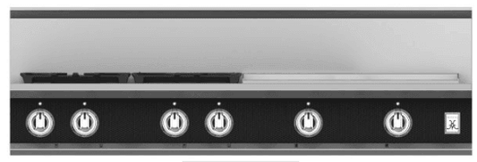 Hestan KRT484GDNGBK 48" 4-Burner Rangetop With 24" Griddle - Natural Gas - Black / Stealth