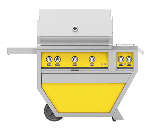 Hestan GMBR36CX2LPYW Hestan 36" Liquid Propane Gas Deluxe Freestanding Grill And Cart W/ Double Side Burner Gmbr36Cx2 - Yellow (Custom Color: Sol)