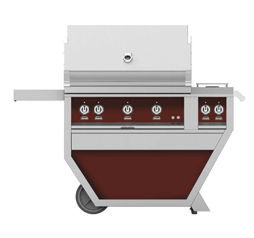 Hestan GMBR36CX2LPBG Hestan 36" Liquid Propane Gas Deluxe Freestanding Grill And Cart W/ Double Side Burner Gmbr36Cx2 - Burgundy (Custom Color: Tin Roof)
