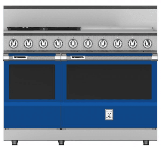 Hestan KRD484GDNGBU 48" 4-Burner Dual Fuel Range With 24" Griddle - Natural Gas - Blue / Prince