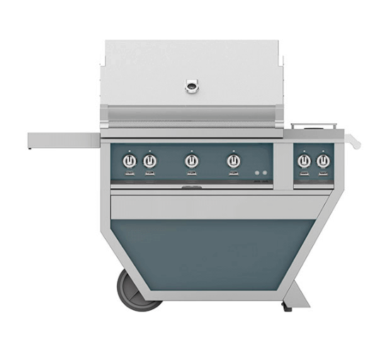 Hestan GABR36CX2LPDG Hestan 36" Liquid Propane Gas Deluxe Freestanding Grill And Cart W/ Double Side Burner Gabr36Cx2 - Dark Grey (Custom Color: Pacific Fog)