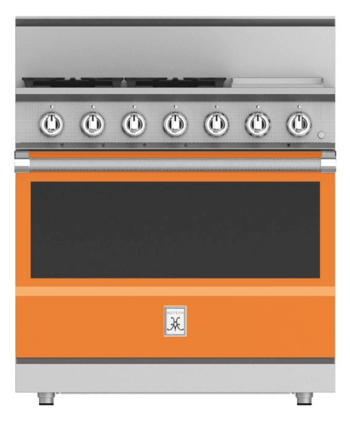 Hestan KRG364GDNGOR 36" 4-Burner All Gas Range With 12" Griddle - Natural Gas - Orange / Citra