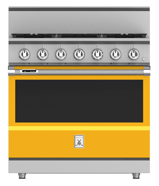 Hestan KRD364GDNGYW 36" 4-Burner Dual Fuel Range With 12" Griddle - Natural Gas - Yellow / Sol