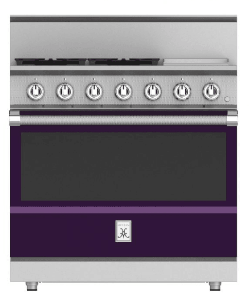 Hestan KRG364GDNGPP 36" 4-Burner All Gas Range With 12" Griddle - Natural Gas - Purple / Lush
